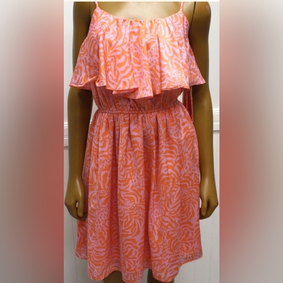 LILLY PULITZER For Target Jungle Orange Pink Giraffing Me Crazy Flounce Dress - Picture 1 of 11